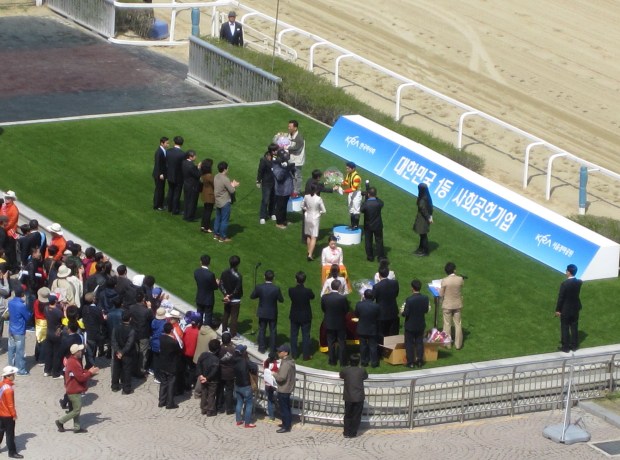 In the winner's circle: Ikuyasu has been in it more times than any other foreign rider at Seoul