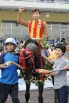 Trainer Lee Shin Young with Full Moon Party in the TJK Winner's Circle (Pic: Ross Holburt)