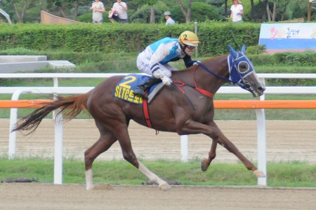 Noel Callow goes clear in the Selangor Turf Club Trophy (Pic: Ross Holburt)